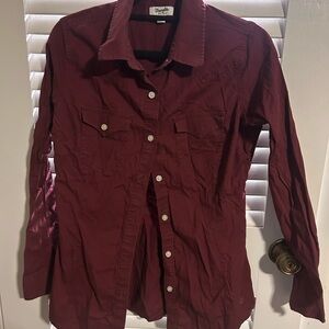 Wrangler Maroon Long Sleeve Shirt